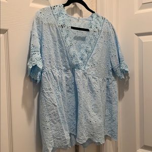 Blue blouse short sleeve